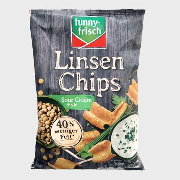 Funny-Frisch Lentil Chips - Sour Cream Style 90g - German Foods