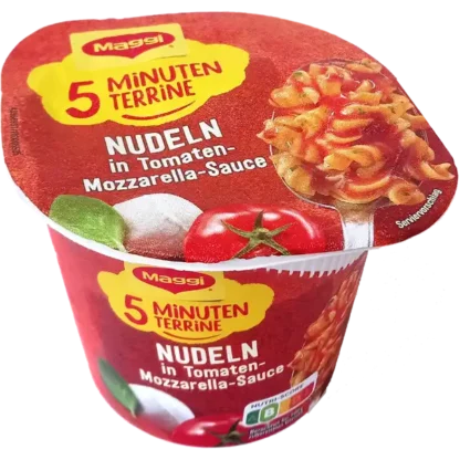 Maggi 5 Minuten Terrine Nudeln in Tomaten-Mozzarella Sauce