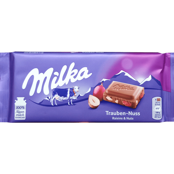 Milka Raisins and Nuts Chocolate, 100g